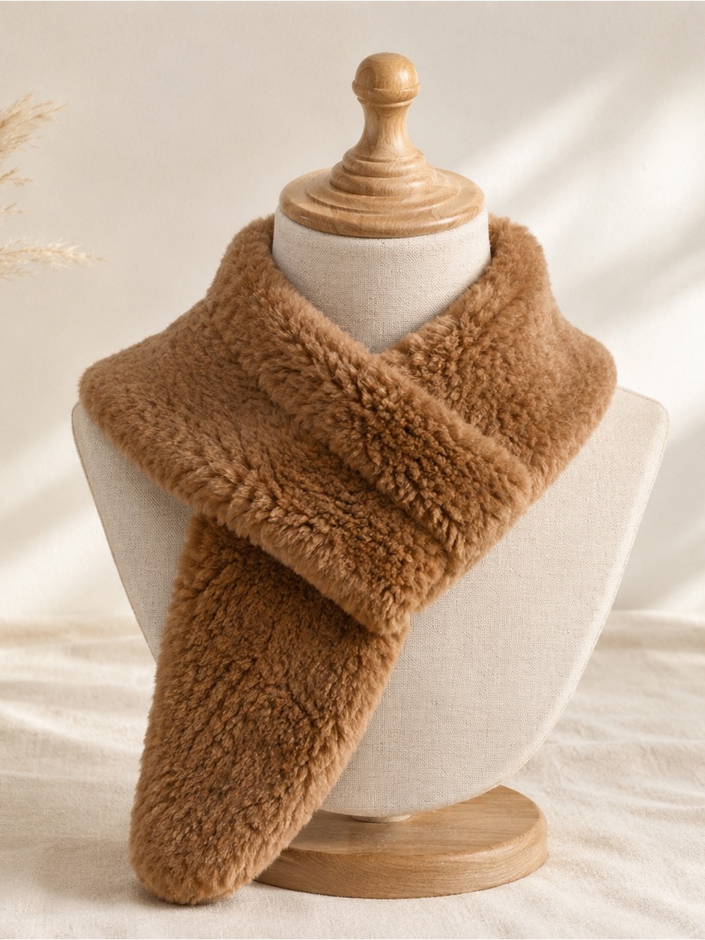 Cassin New York tan fur neck warmer skinny scarf